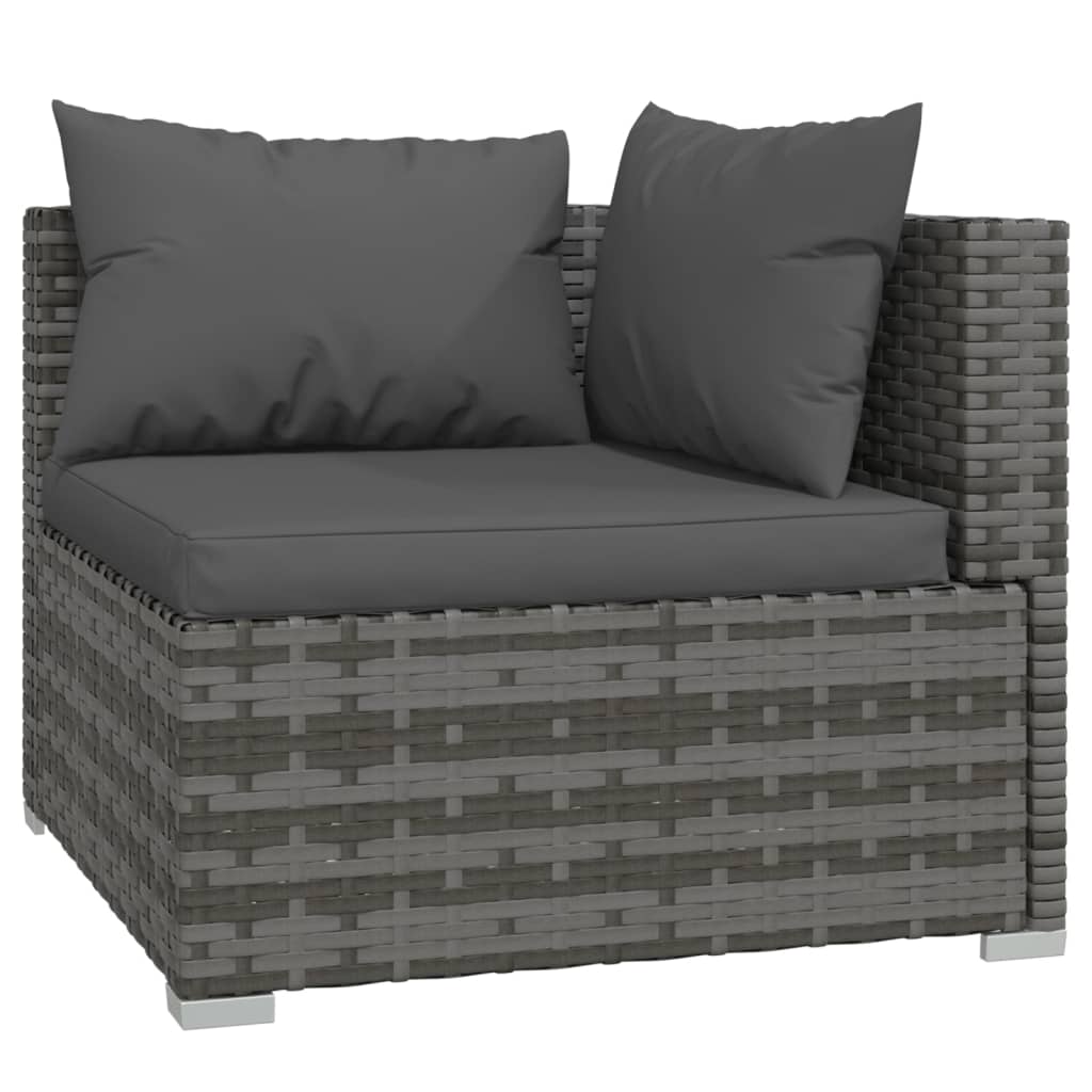 5-Delige Loungeset Met Kussens Poly Rattan Grijs 1 Grijs en antraciet 2x midden + 3x hoek