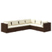 6-Delige Loungeset Met Kussens Poly Rattan Bruin 1 Bruin en crème 3x hoek + 3x midden