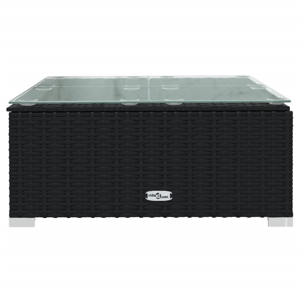 7-delige Loungeset met kussens poly rattan zwart