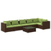 7-delige Loungeset met kussens poly rattan bruin