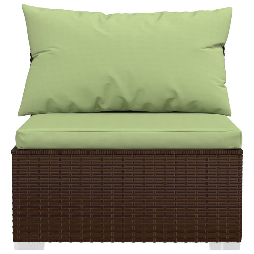 7-delige Loungeset met kussens poly rattan bruin