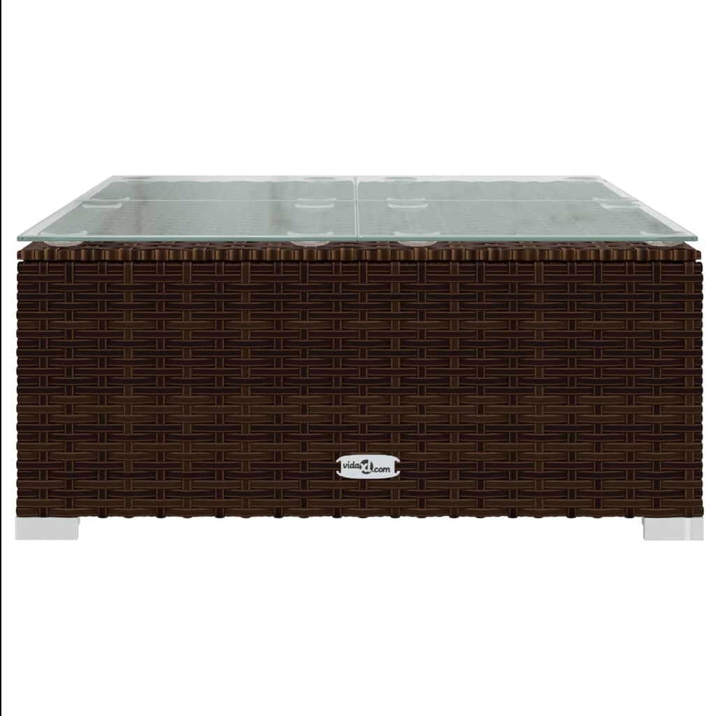 7-delige Loungeset met kussens poly rattan bruin