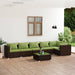 7-delige Loungeset met kussens poly rattan bruin