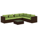 7-delige Loungeset met kussens poly rattan bruin