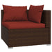 7-delige Loungeset met kussens poly rattan bruin
