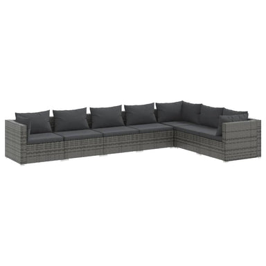 7-Delige Loungeset Met Kussens Poly Rattan Grijs 1 Grijs en antraciet 3x hoek + 4x midden