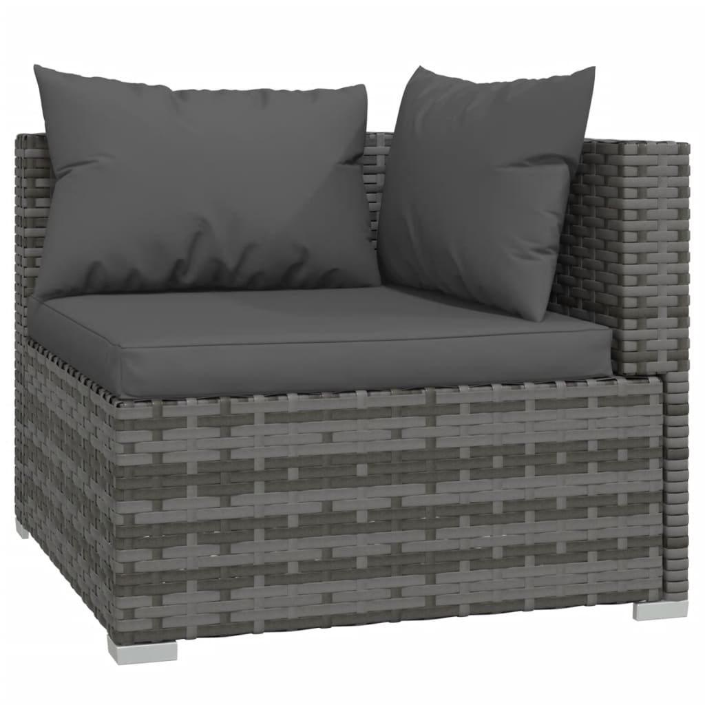 7-Delige Loungeset Met Kussens Poly Rattan Grijs 1 Grijs en antraciet 3x hoek + 4x midden