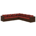 7-delige Loungeset met kussens poly rattan bruin
