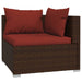 7-delige Loungeset met kussens poly rattan bruin