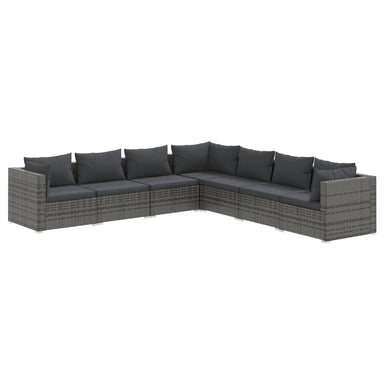 7-Delige Loungeset Met Kussens Poly Rattan Grijs 1 Grijs en antraciet 4x midden + 3x hoek