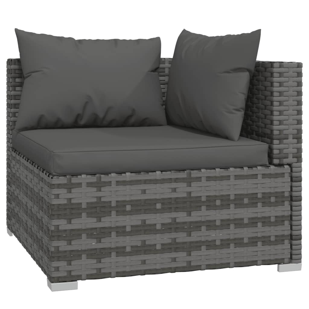 7-Delige Loungeset Met Kussens Poly Rattan Grijs 1 Grijs en antraciet 4x midden + 3x hoek