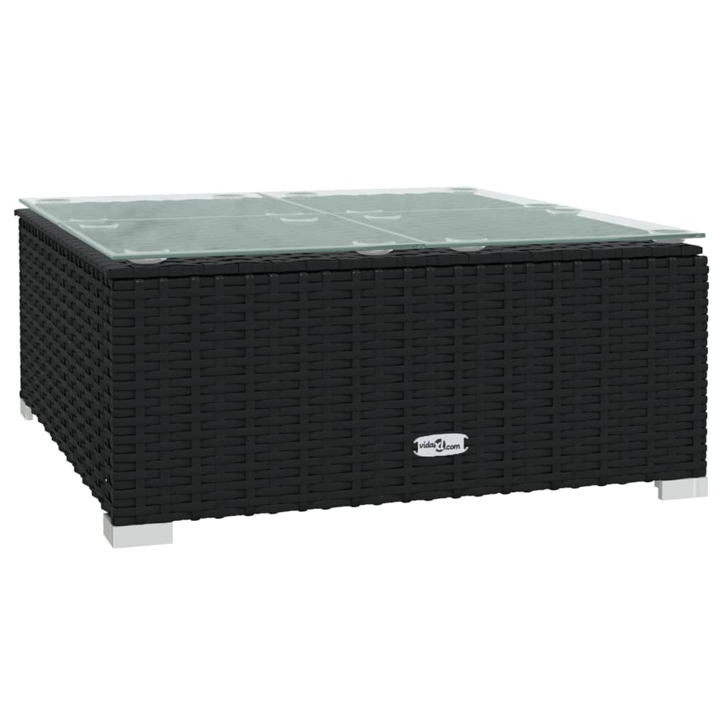 9-delige Loungeset met kussens poly rattan zwart