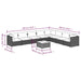 9-delige Loungeset met kussens poly rattan zwart