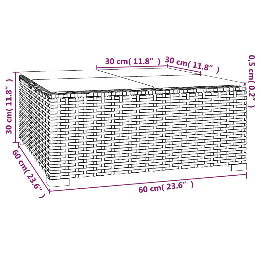 10-delige Loungeset met kussens poly rattan zwart