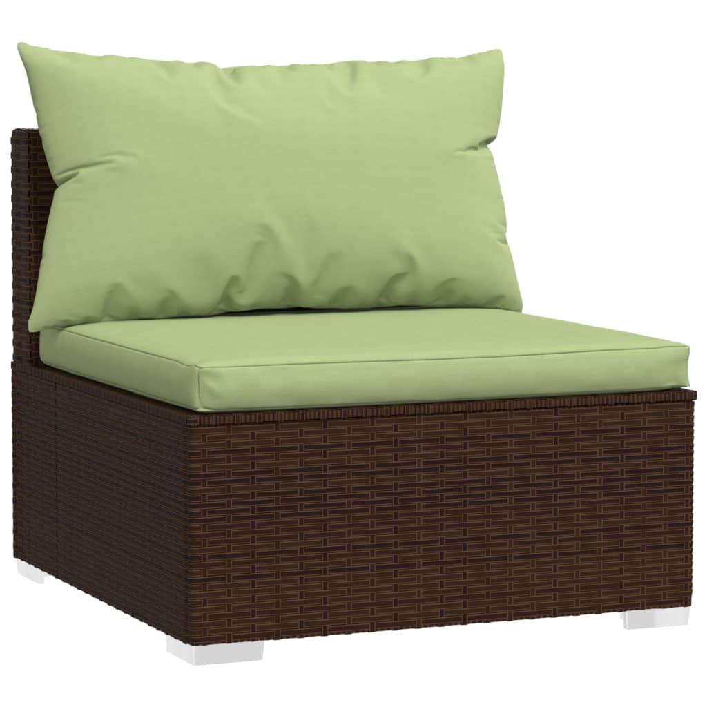 10-delige Loungeset met kussens poly rattan bruin