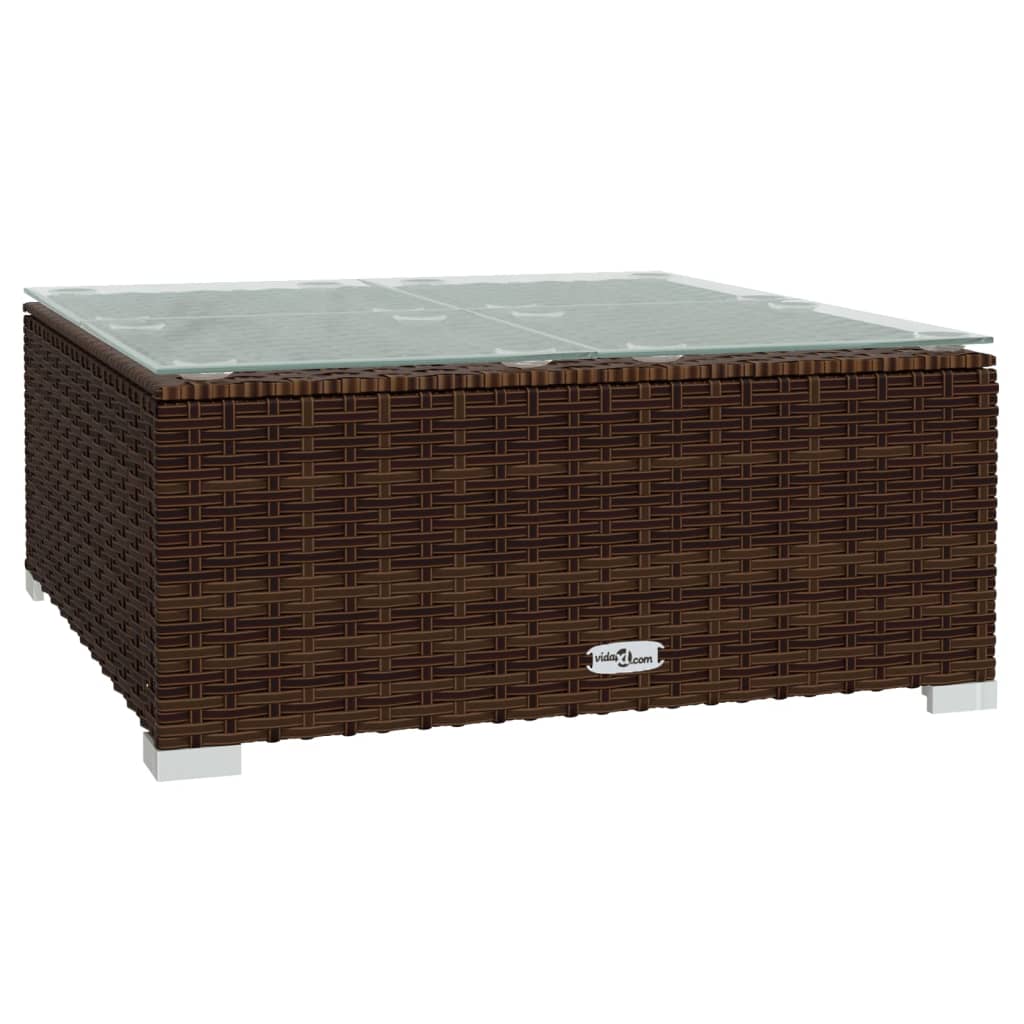 10-delige Loungeset met kussens poly rattan bruin