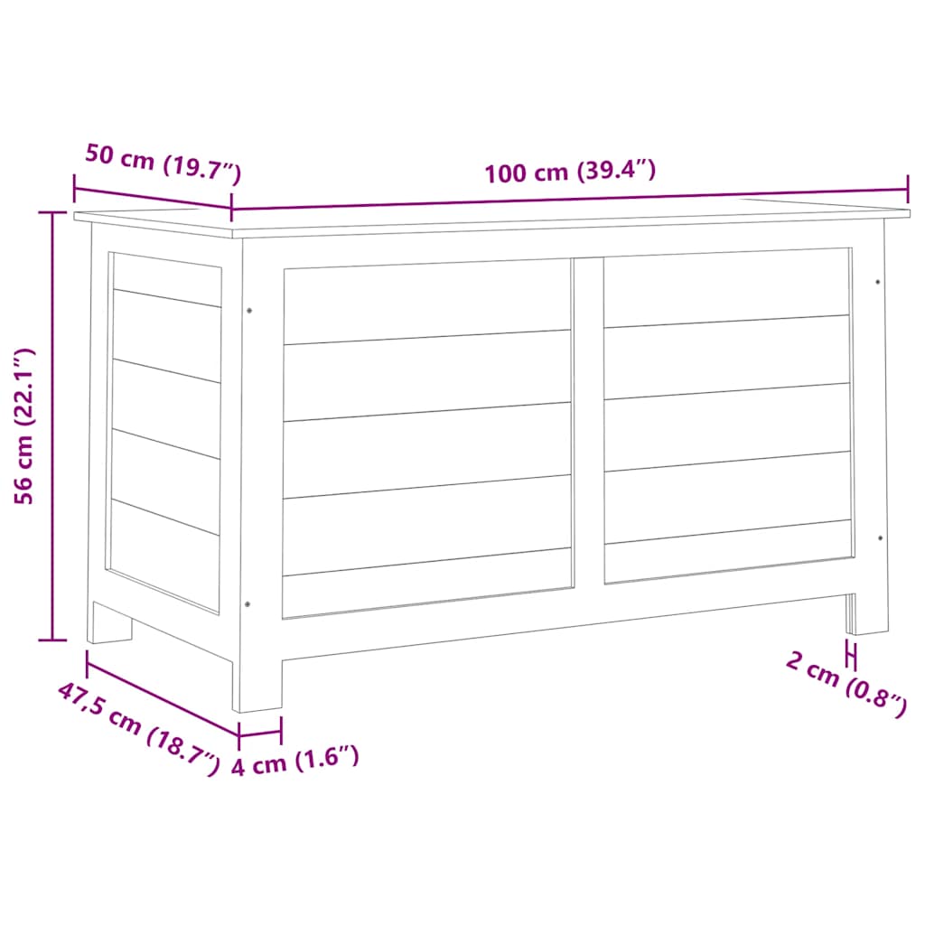 Kussenbox 100x50x56 cm massief vurenhout