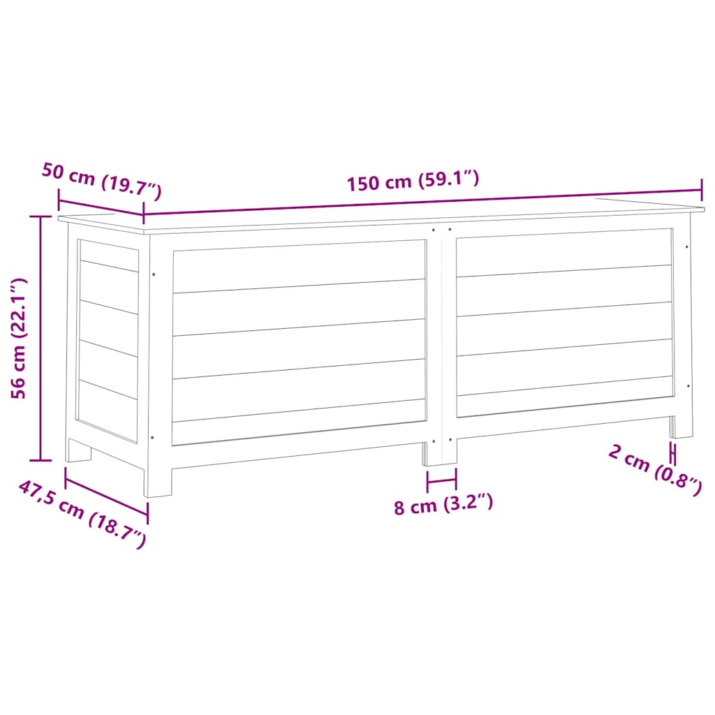 Kussenbox 150x50x56 cm massief vurenhout antracietkleurig