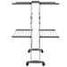 Droogrek 2-laags met wieltjes 60x70x106 cm zilverkleurig