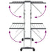 Droogrek 2-laags met wieltjes 60x70x106 cm zilverkleurig