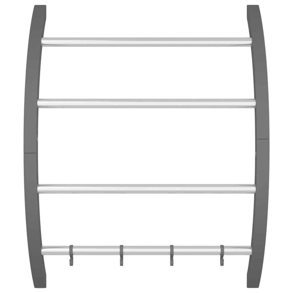 Handdoekenrek met haken 56x16x72 cm aluminium zilverkleurig