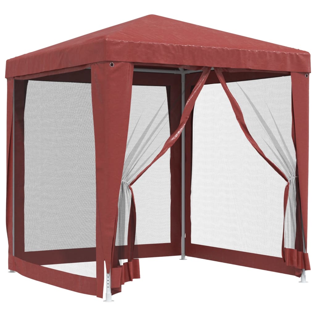 Partytent met 4 mesh zijwanden 2x2 m HDPE rood