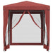Partytent met 4 mesh zijwanden 2x2 m HDPE rood