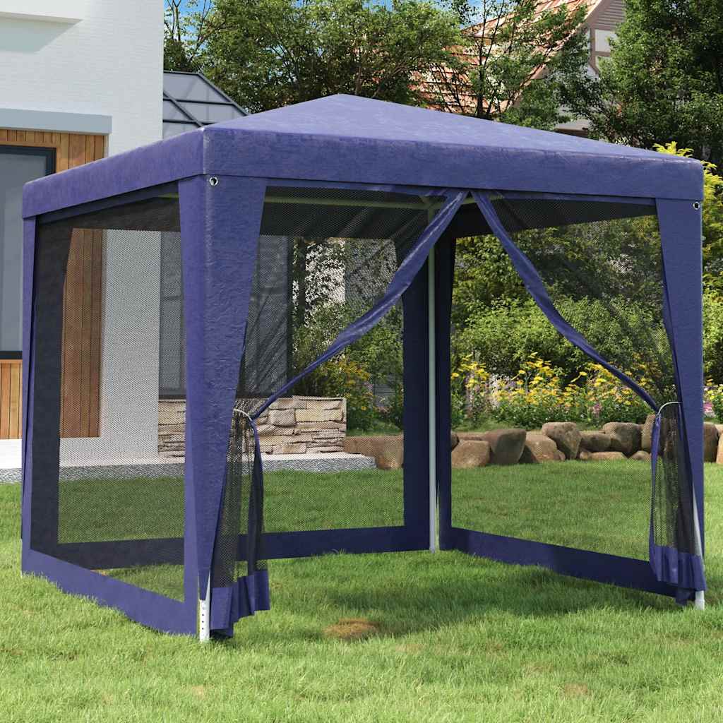 Partytent met 4 mesh zijwanden 2,5x2,5 m HDPE blauw