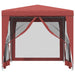 Partytent met 4 mesh zijwanden 2,5x2,5 m HDPE rood