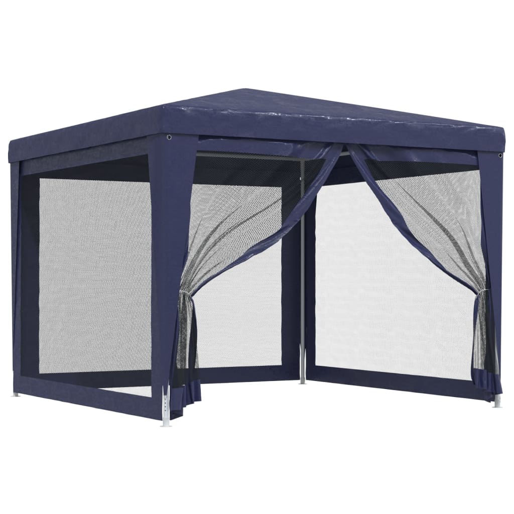 Partytent met 4 mesh zijwanden 3x3 m HDPE blauw