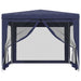 Partytent met 4 mesh zijwanden 3x3 m HDPE blauw