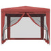 Partytent met 4 mesh zijwanden 3x3 m HDPE rood