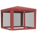 Partytent met 4 mesh zijwanden 3x3 m HDPE rood