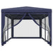 Partytent met 6 mesh zijwanden 3x6 m HDPE blauw