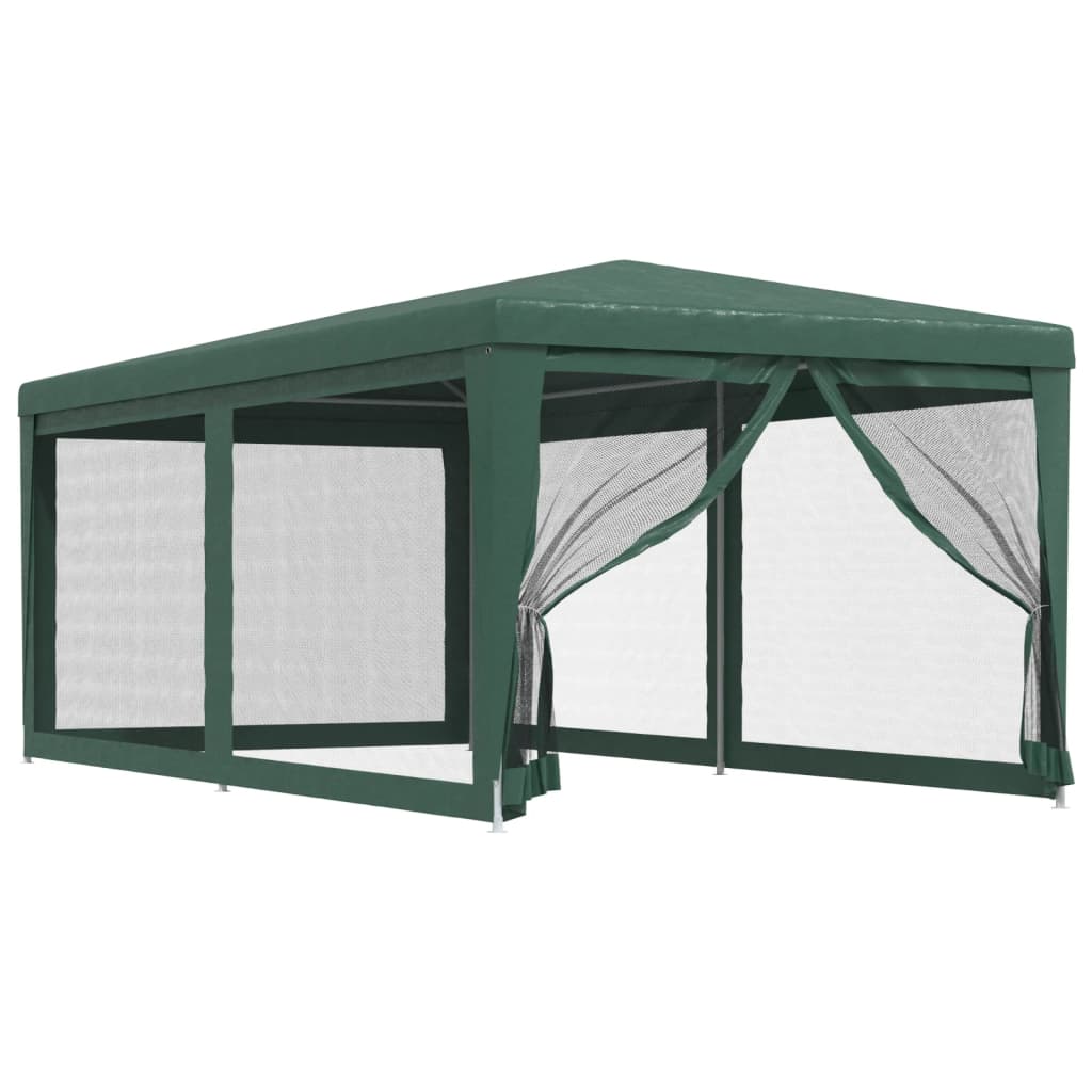 Partytent met 6 mesh zijwanden 3x6 m HDPE groen