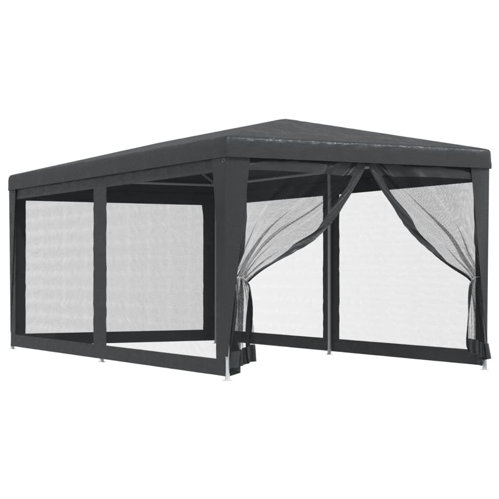 Partytent met 6 mesh zijwanden 3x6 m HDPE antracietkleurig
