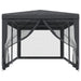 Partytent met 6 mesh zijwanden 3x6 m HDPE antracietkleurig