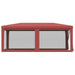 Partytent met 6 mesh zijwanden 3x6 m HDPE rood