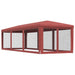 Partytent met 8 mesh zijwanden 3x9 m HDPE rood