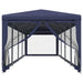 Partytent met 10 mesh zijwanden 3x12 m HDPE blauw
