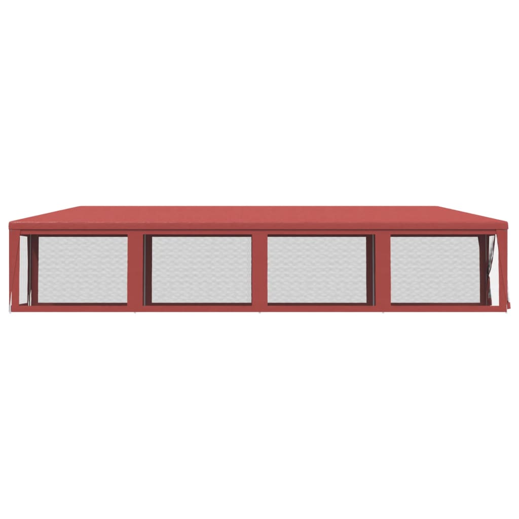 Partytent met 10 mesh zijwanden 3x12 m HDPE rood