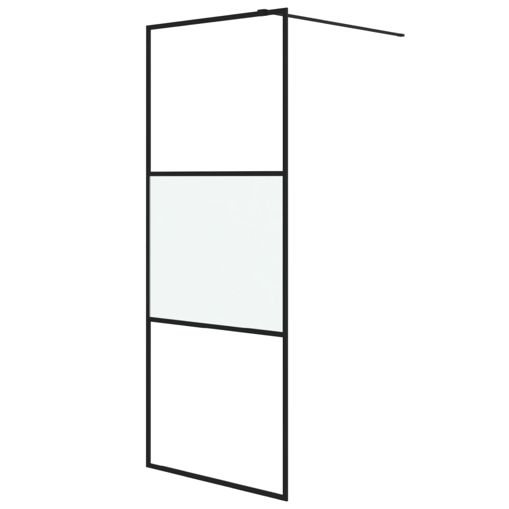 Inloopdouchewand 80x195 cm halfmat ESG-glas zwart
