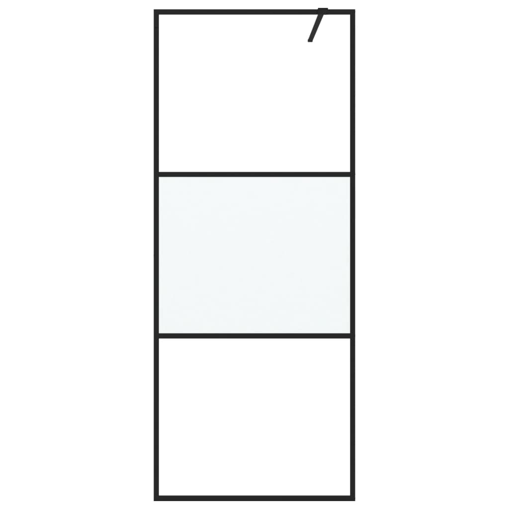 Inloopdouchewand 80x195 cm halfmat ESG-glas zwart