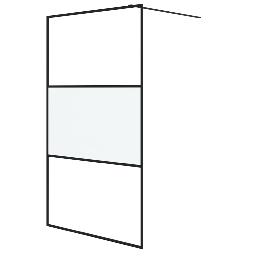 Inloopdouchewand 115x195 cm halfmat ESG-glas zwart