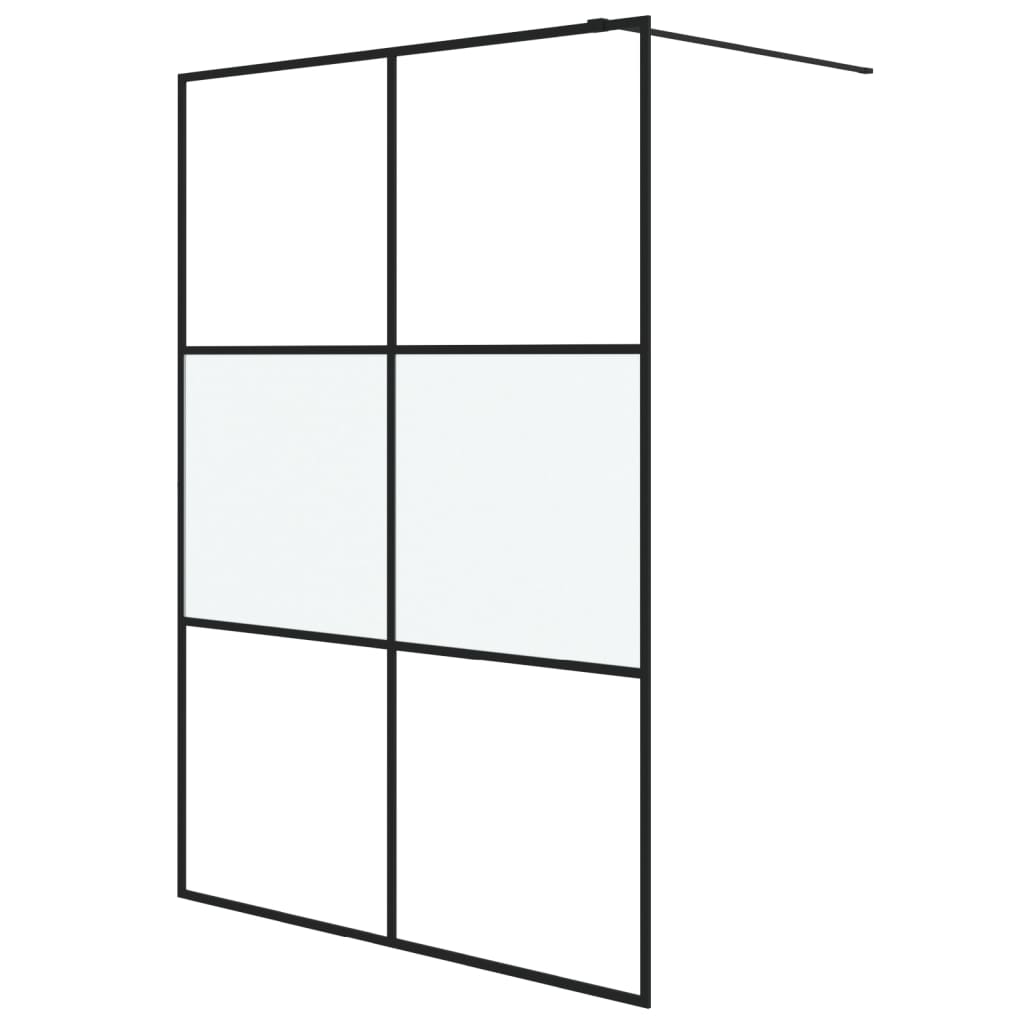 Inloopdouchewand 140x195 cm halfmat ESG-glas zwart