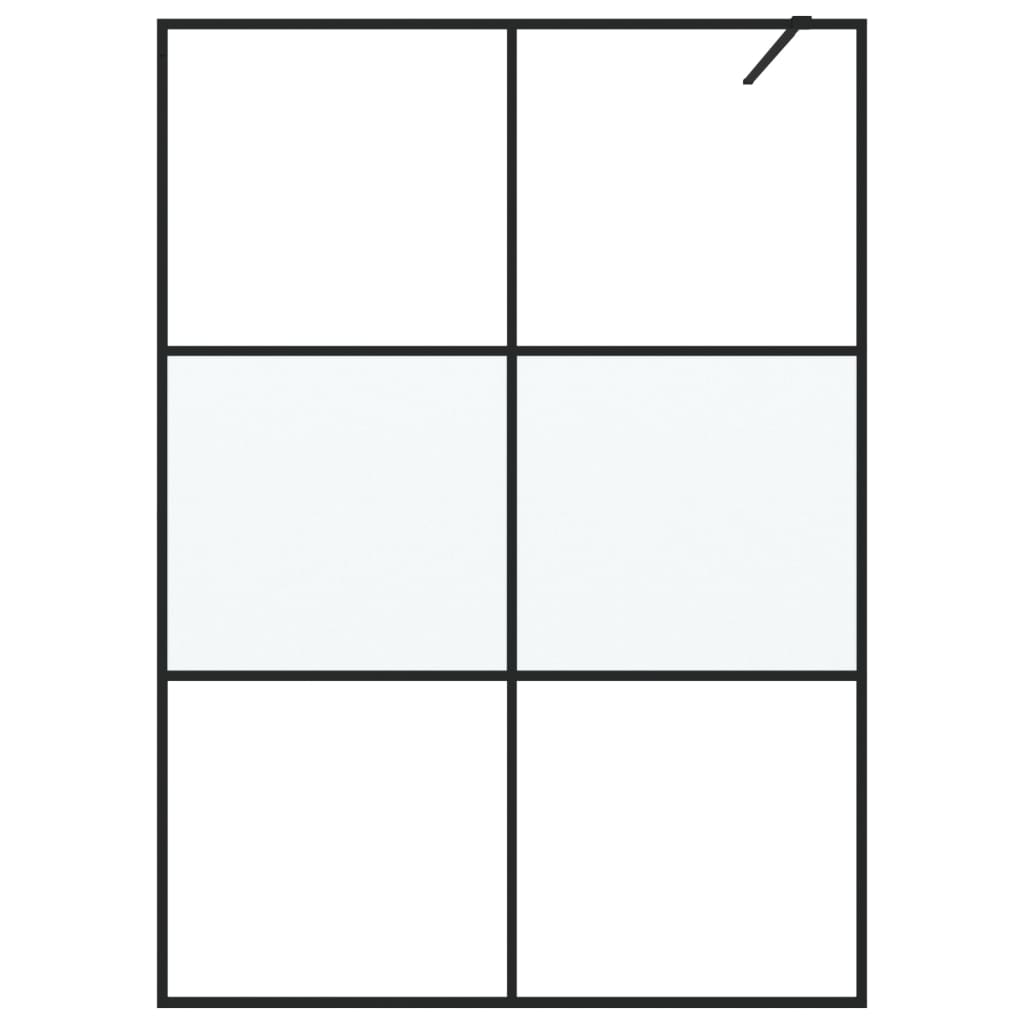 Inloopdouchewand 140x195 cm halfmat ESG-glas zwart