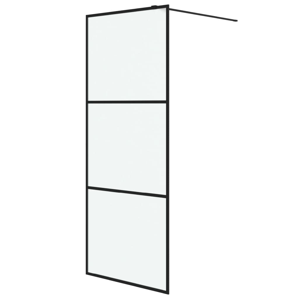 Inloopdouchewand 80x195 cm mat ESG-glas zwart