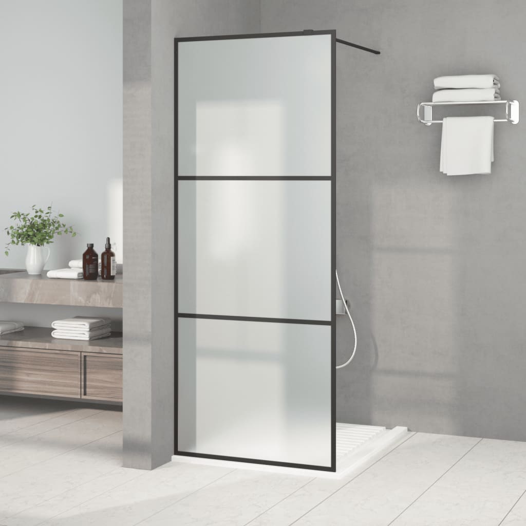 Inloopdouchewand 80x195 cm mat ESG-glas zwart