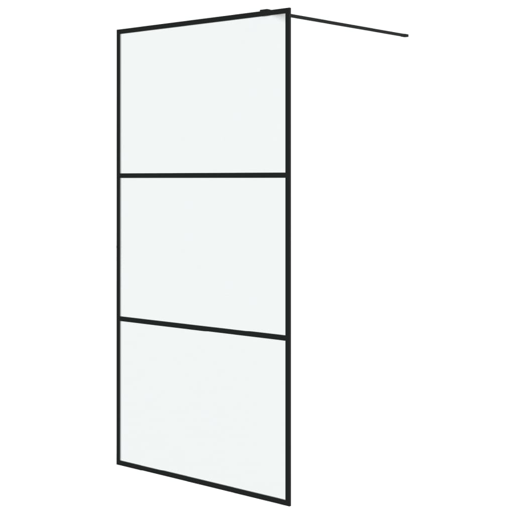 Inloopdouchewand 100x195 cm mat ESG-glas zwart