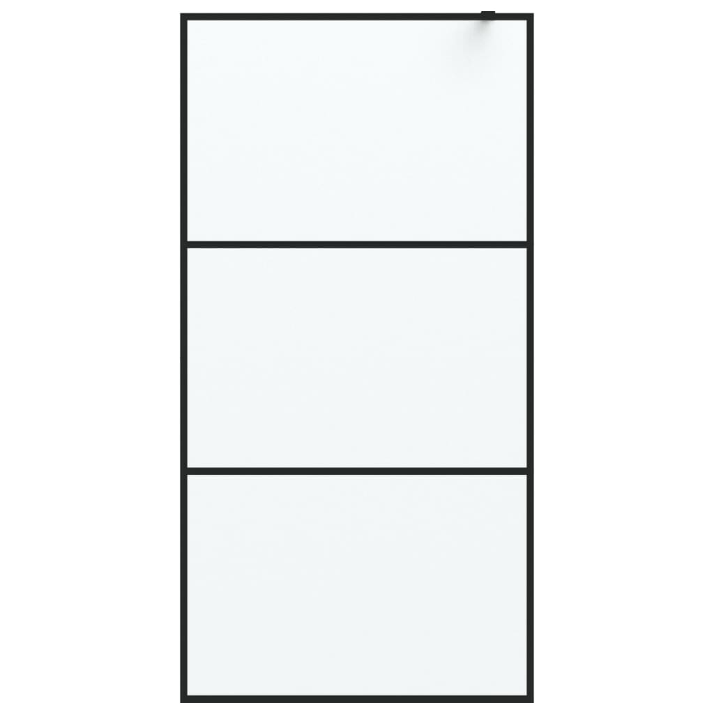 Inloopdouchewand 100x195 cm mat ESG-glas zwart